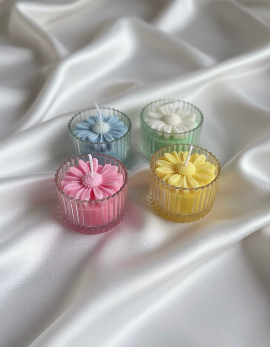 Glass Daisy Candle Set of 2(Any)